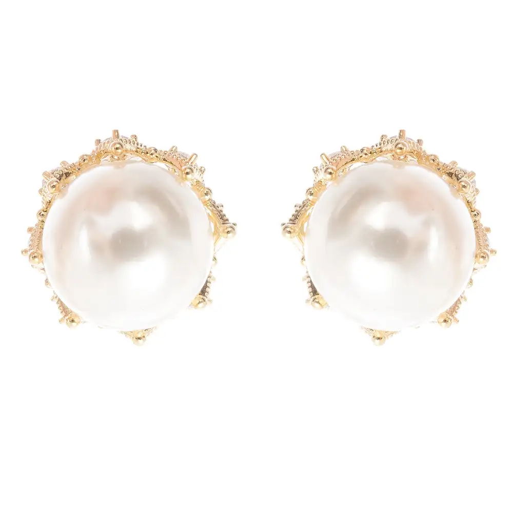 faux-pearl stud earrings