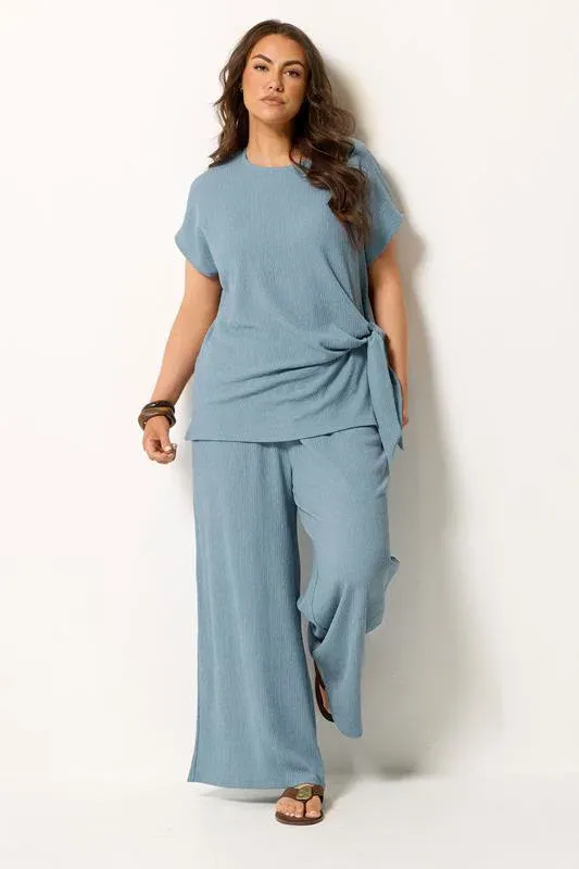 Blue Side Knot Textured T-Shirt