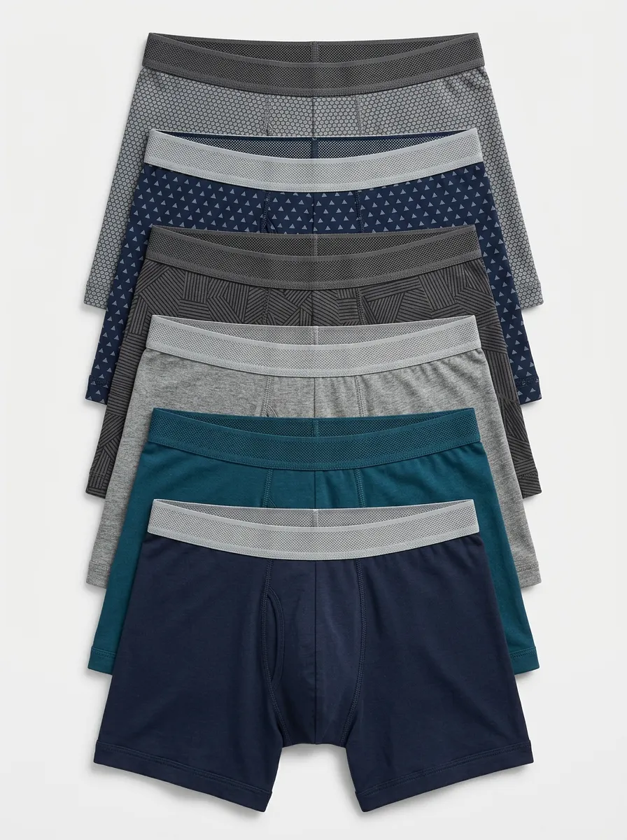 Men's Geometric Patterned Multi Pack 6-Pack Boxer Briefs