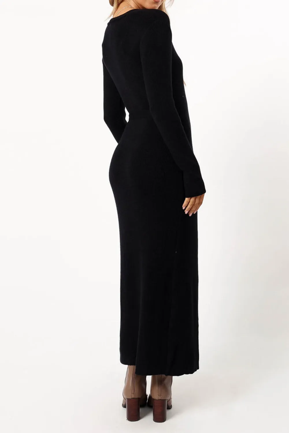 V-NECK BOW WRAP DRESS