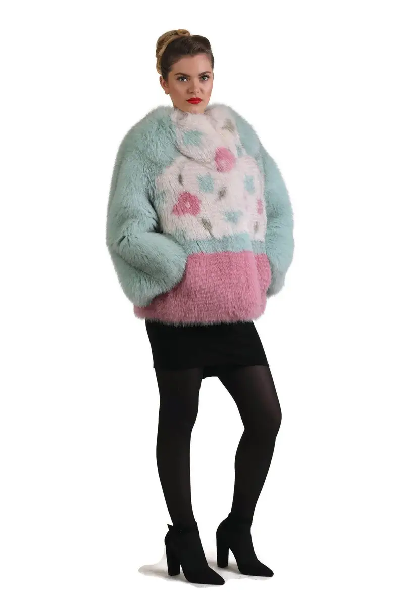 Multicolored Fox Fur coat