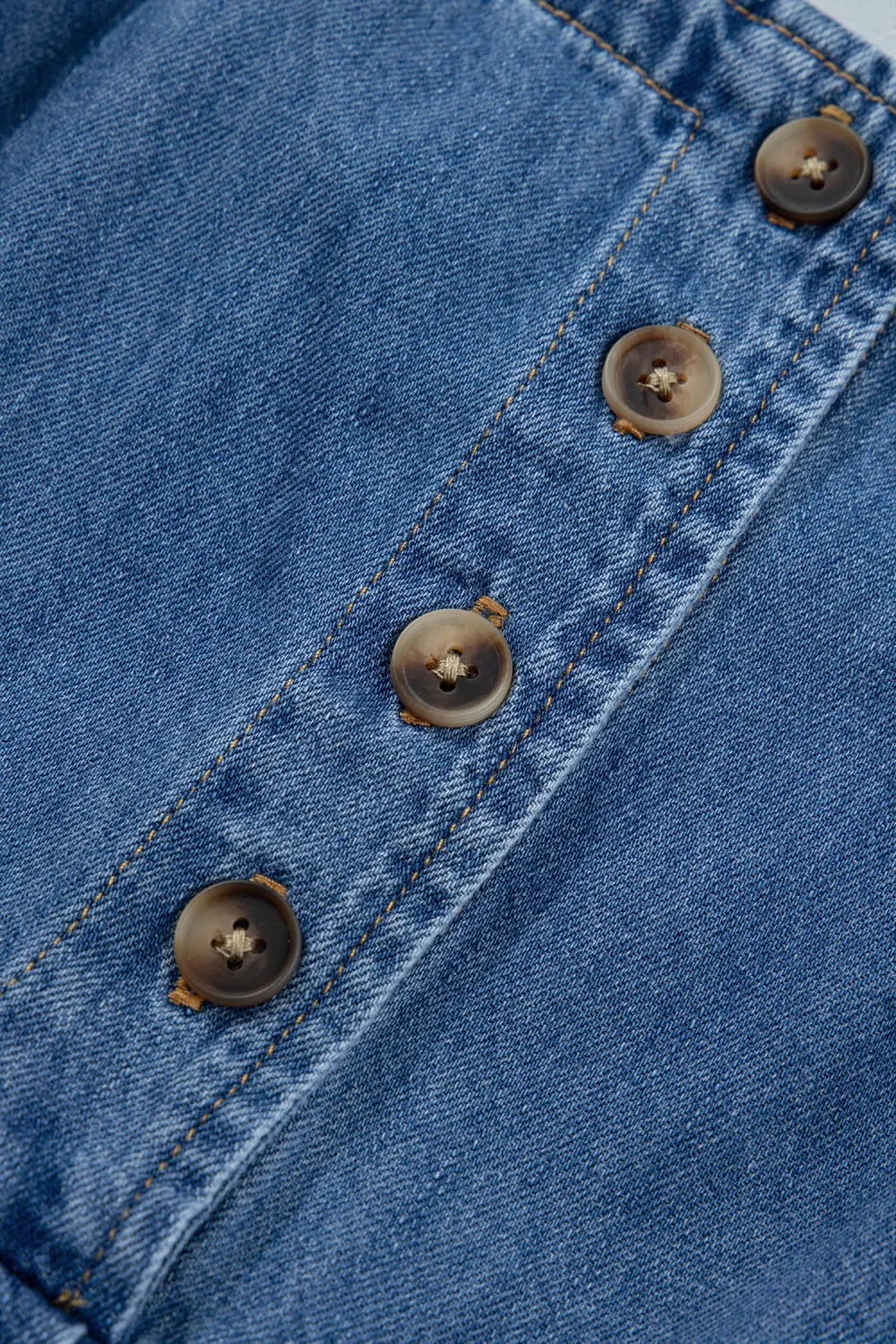 Deep Blue Square Neck Denim Dress