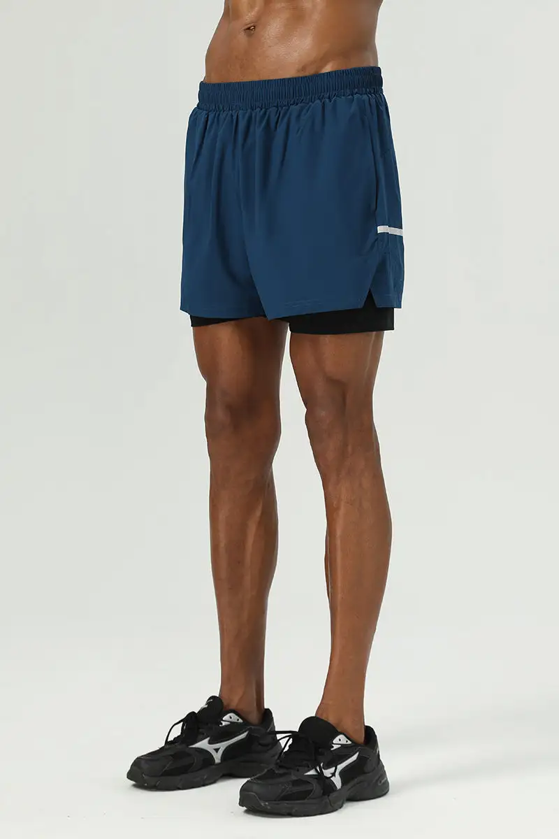 Drawstring Dual Layer Stretch Athletic Shorts