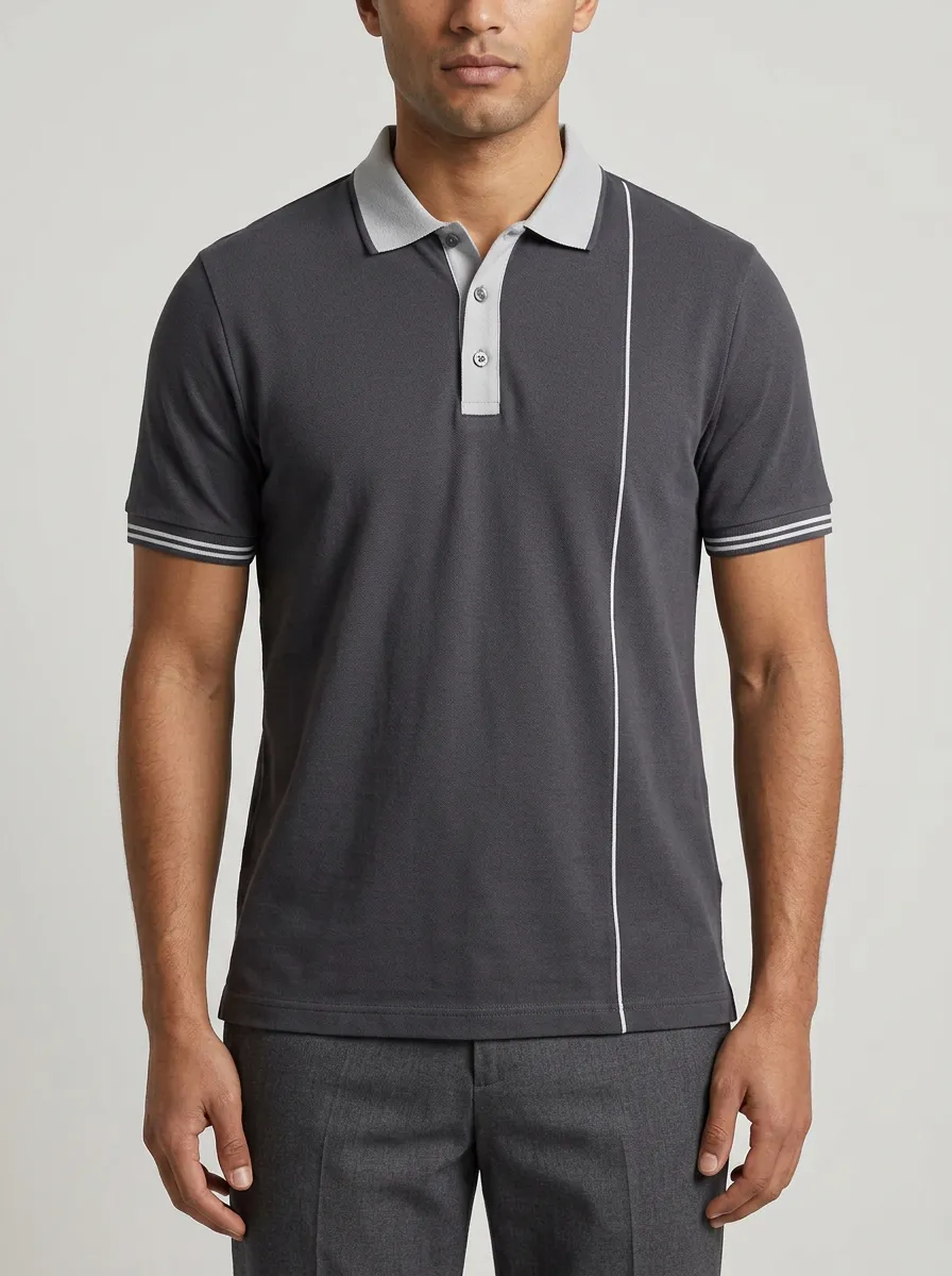 Men's Harbor Casual Minimalist Vertical Stripe Polo Shirt