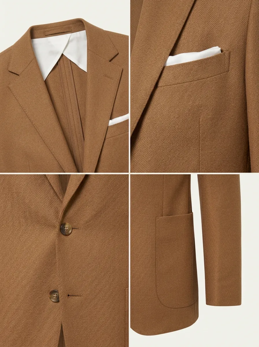 Notch-Lapel Two-Button Textured Regular-Fit Men's Tailored Blazer Jacket