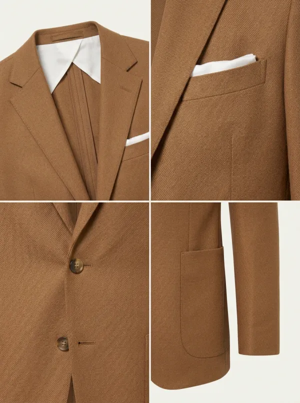 Notch-Lapel Two-Button Textured Regular-Fit Men's Tailored Blazer Jacket