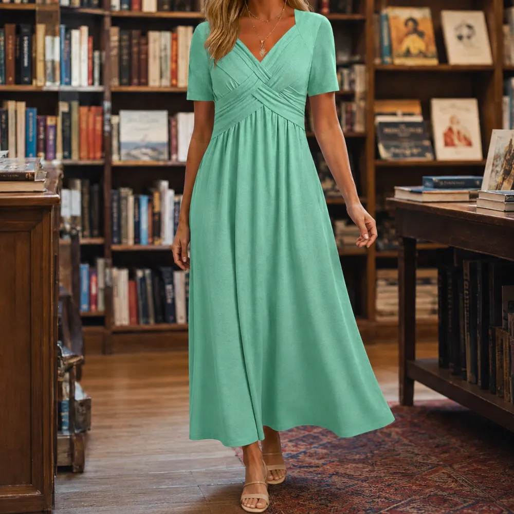 Pleated Empire Midi Dress