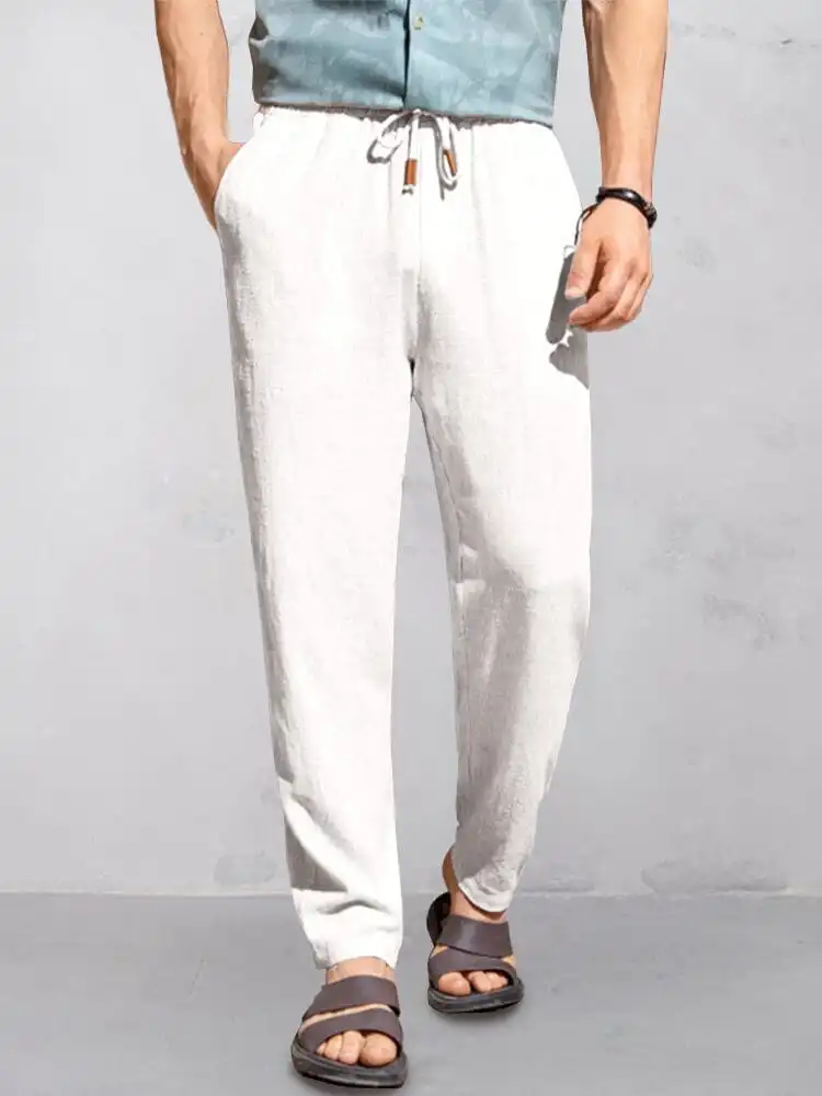Cotton Linen Pull On Pants