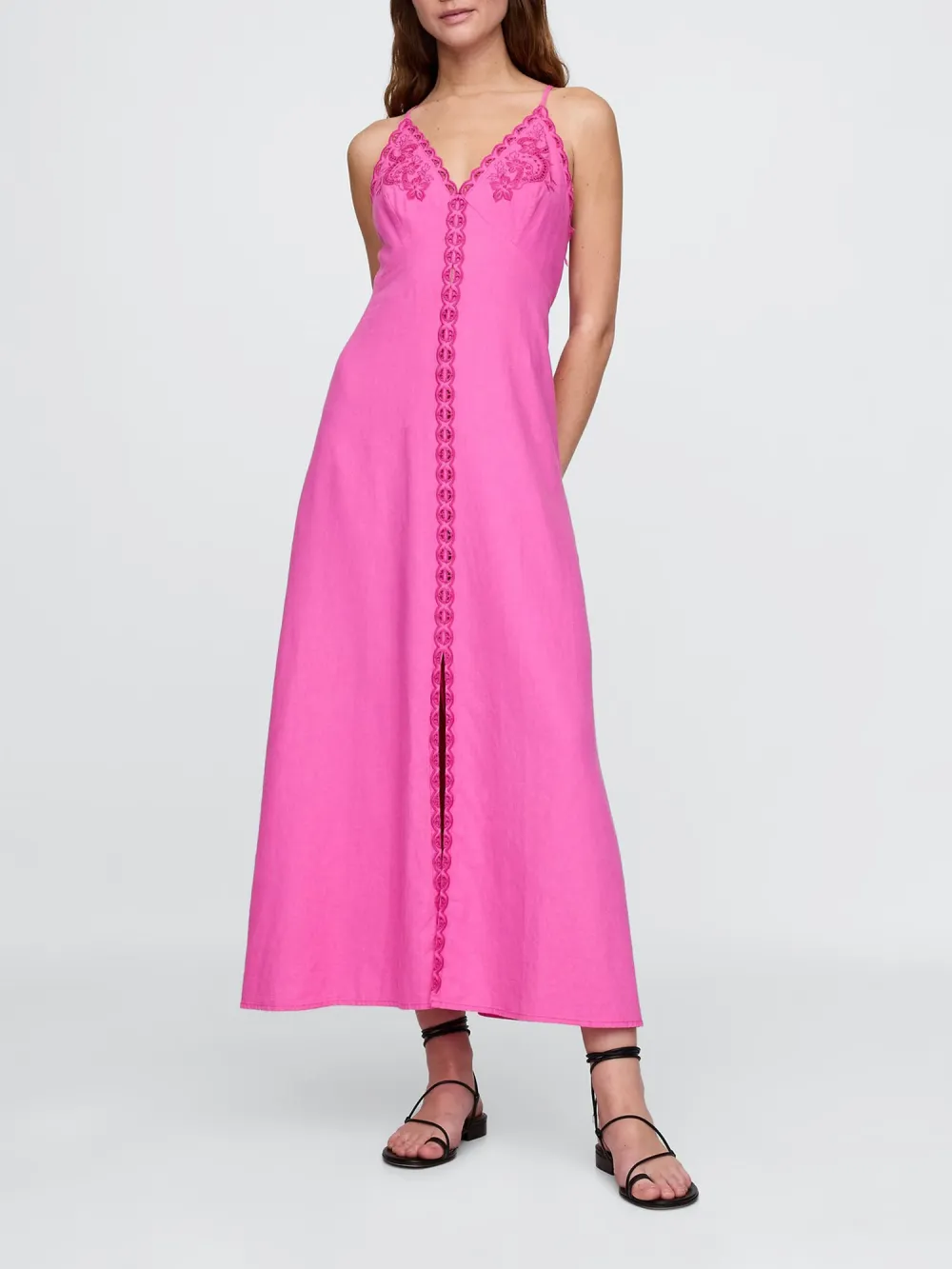 Deep V-Neck Slit Dress