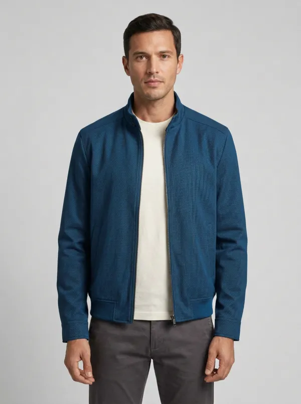 Textured Zip Bomber Jacket