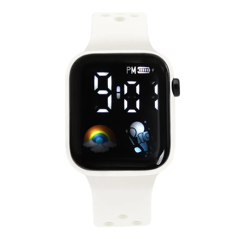 Square‑Face LED Digital Watch, Fashion Cartoon Pattern Electronic Wrist Watch for Men Women Teens