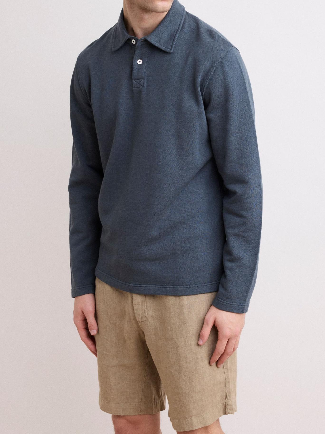 Comfortable Casual Breathable Soft Wash Blue Polo Shirt