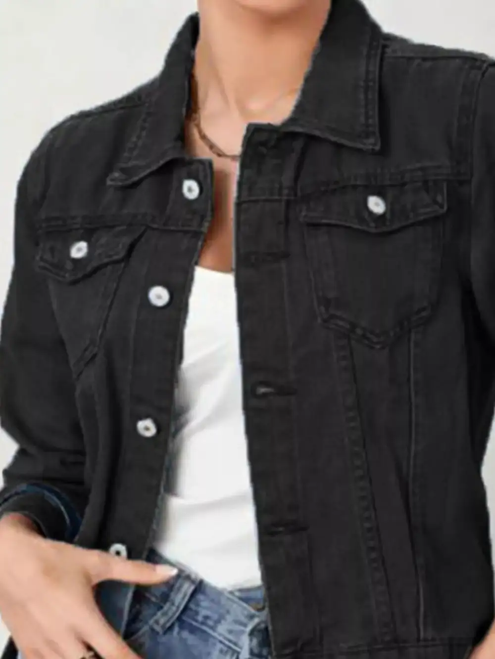 Button Up Long Sleeve Denim Jacket