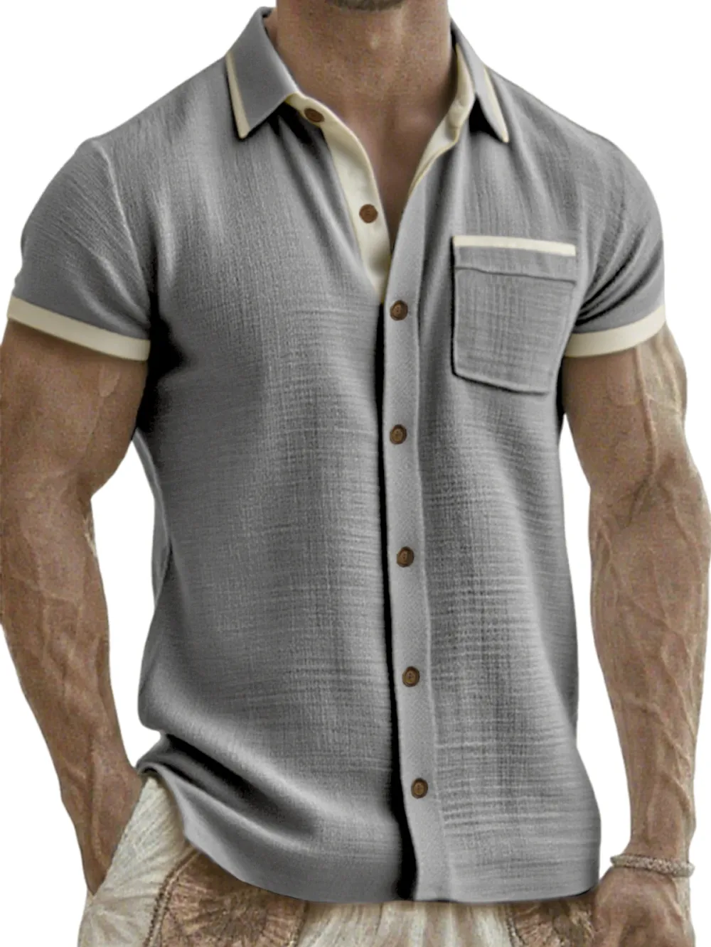Linen Blend Pocket Shirt