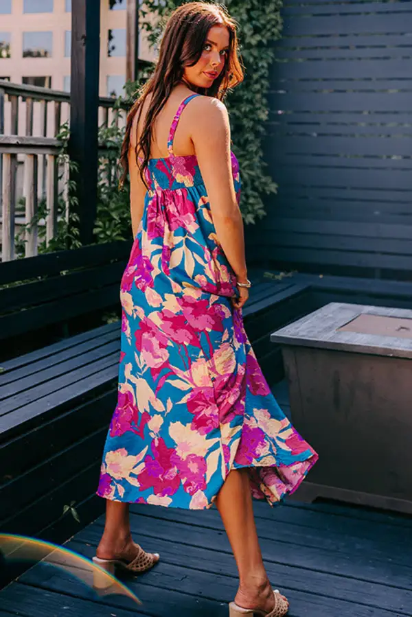 Floral Sleeveless High Waist Dress Casual