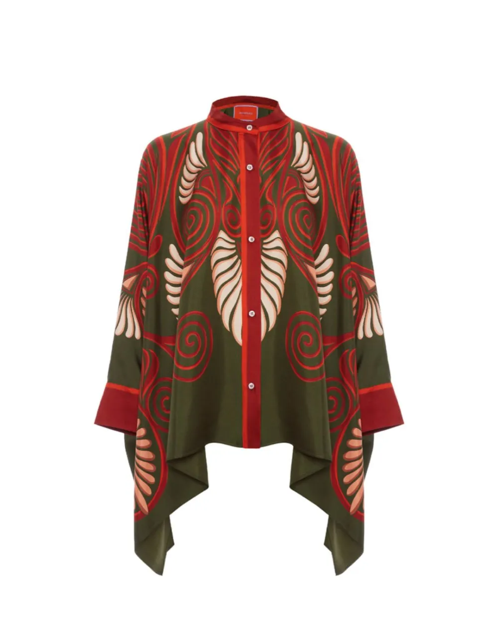 Peacock Wing Print Twill Blouse Set