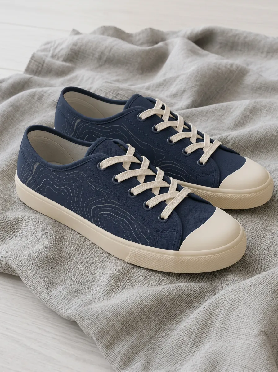 Men's Polished Topographic Map Pattern Patterned Canvas Shoes