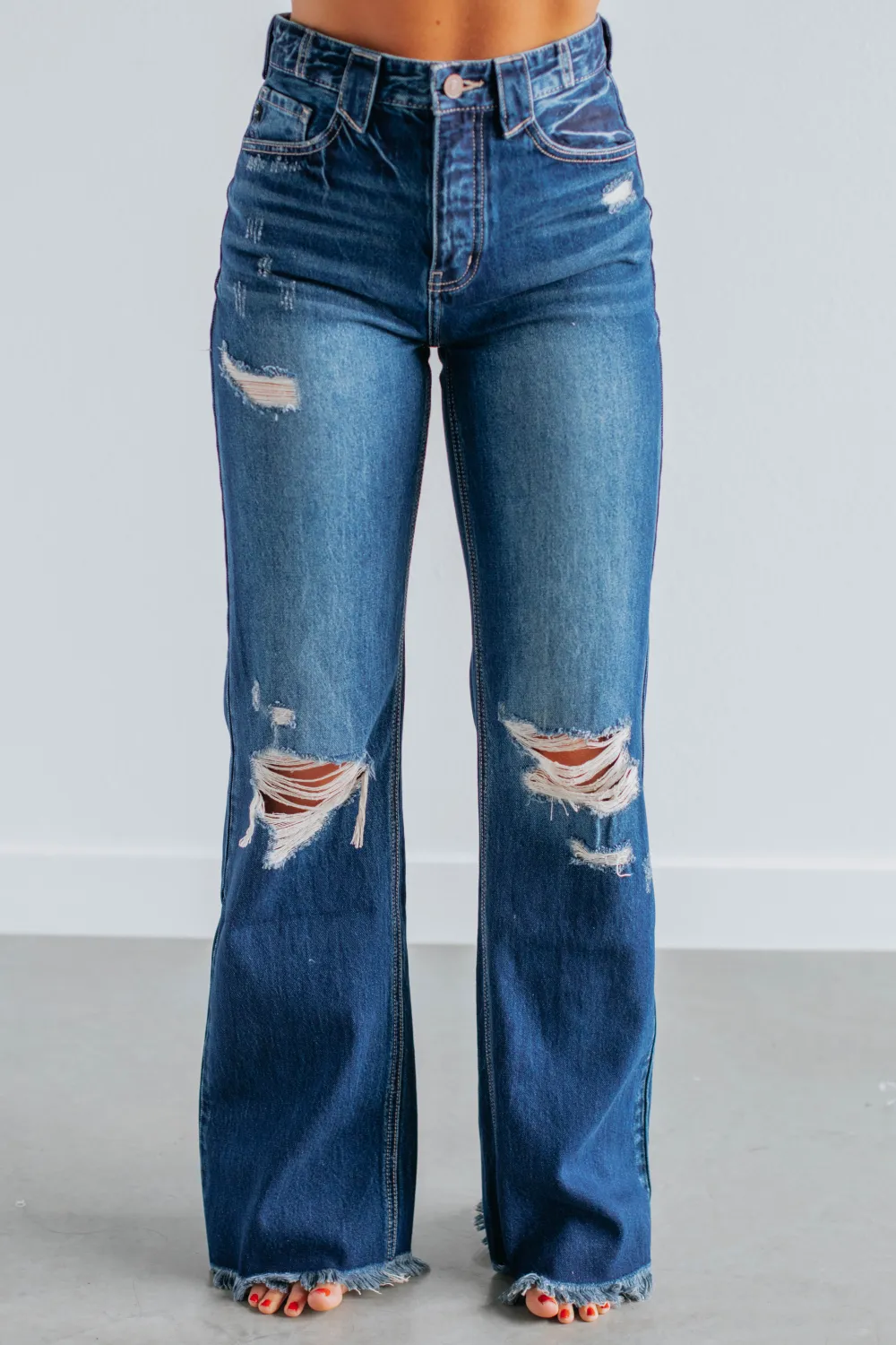 Women's High Rise Wide Leg Dart Detail Jeans