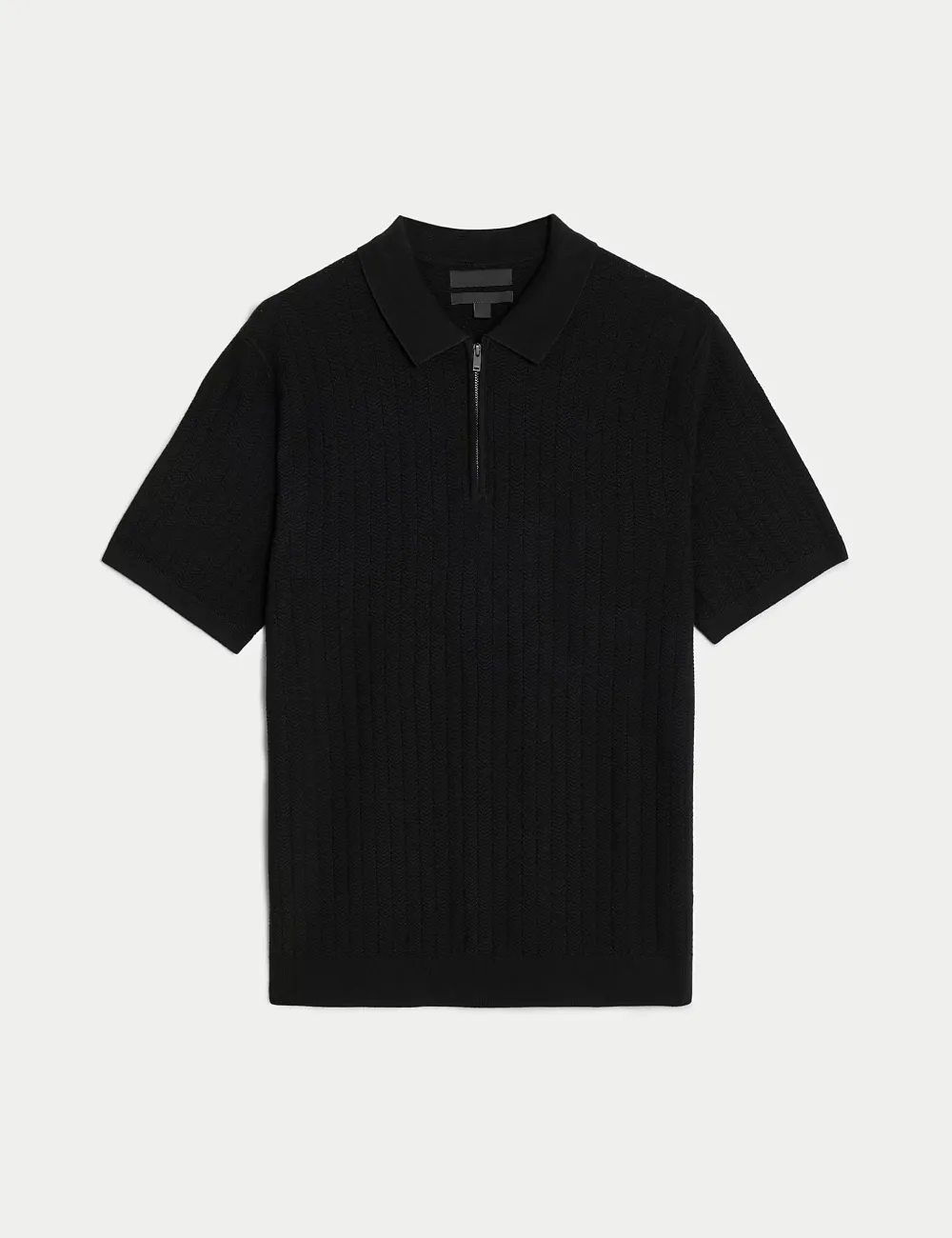 Men's Pink Textured Knit Quarter Zip Polo