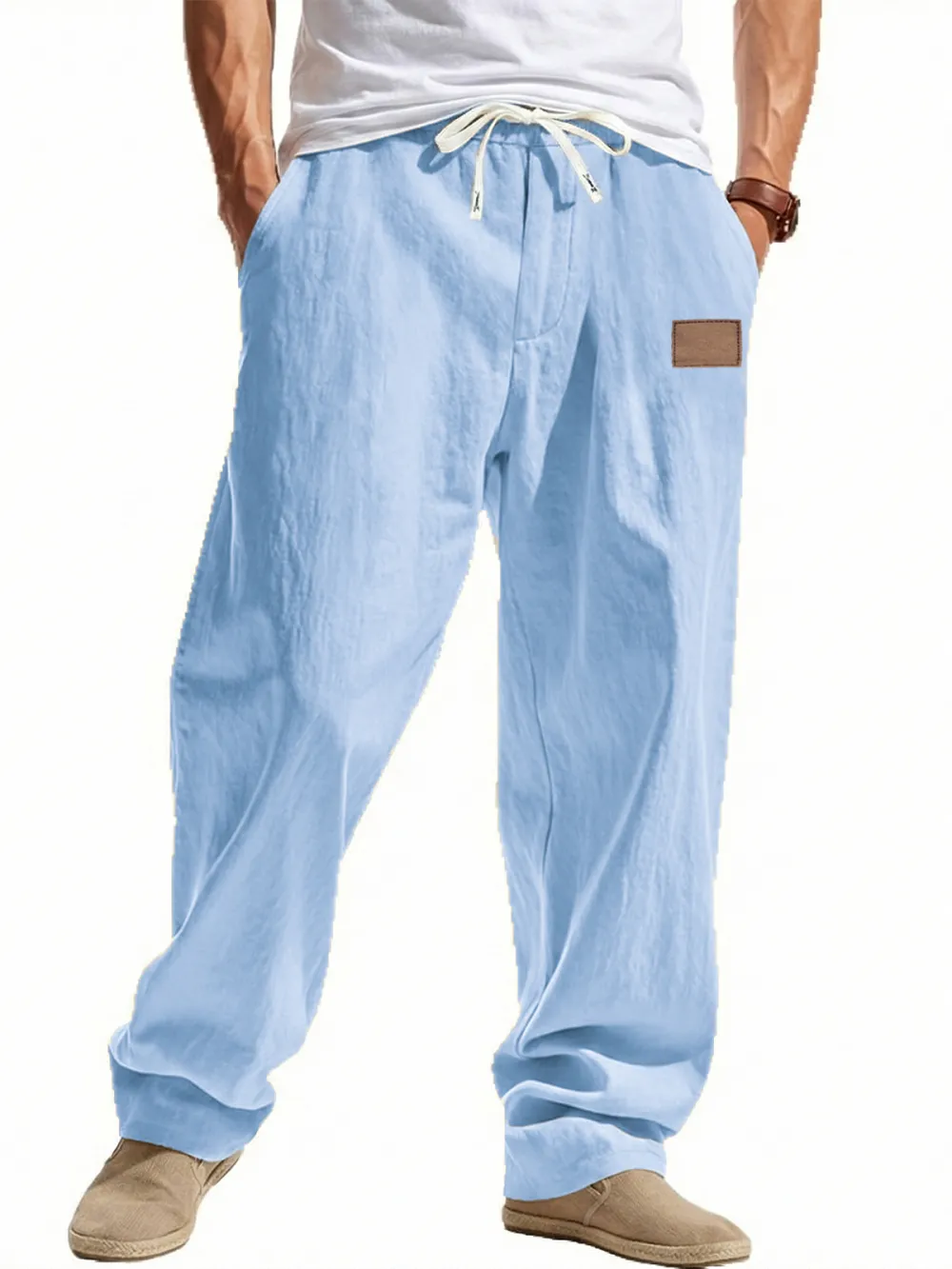 Linen Blend Wide Leg Trousers