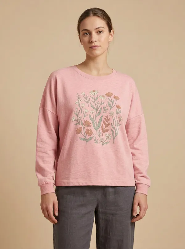 Women's Wildflower Floral Graphic Crew-Neck Sweatshirt