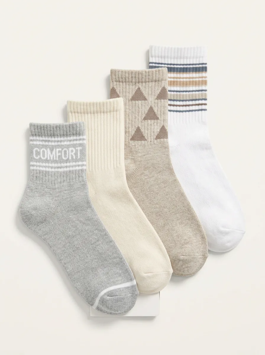Everyday Geometric Minimalist Men's Four-Pair Long Socks