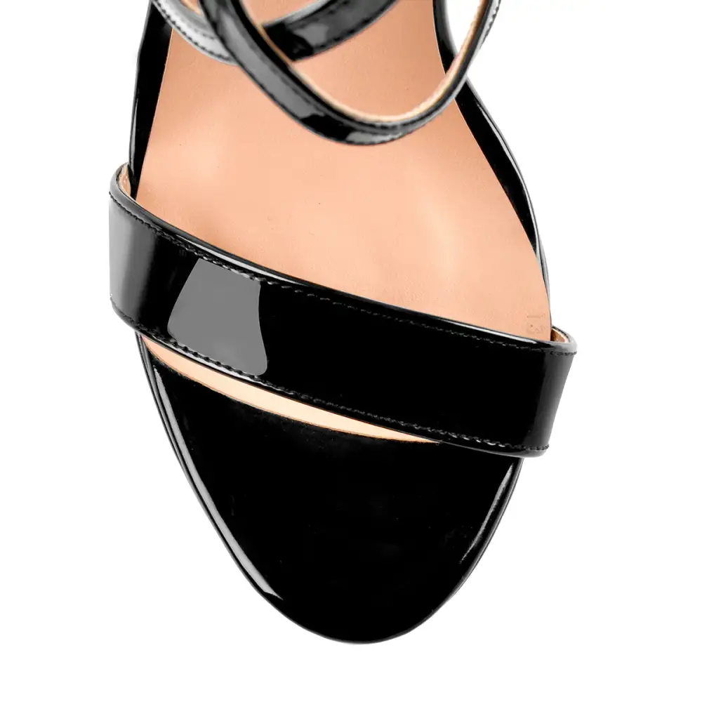 Patent Leather Platform Cross Tie Stiletto Sandals