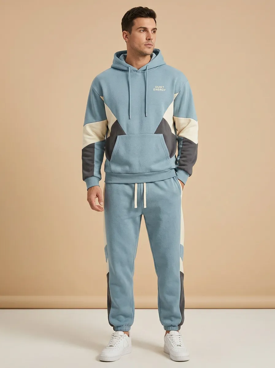 Men's Casual Quiet Energy Colorblock Print Jogger Set