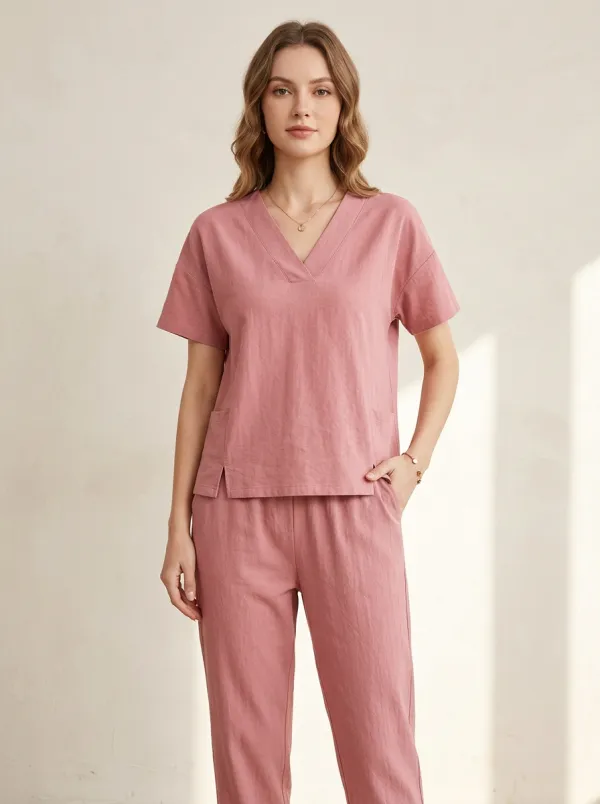Everyday Minimalist Women's V-Neck Casual Lounge Set