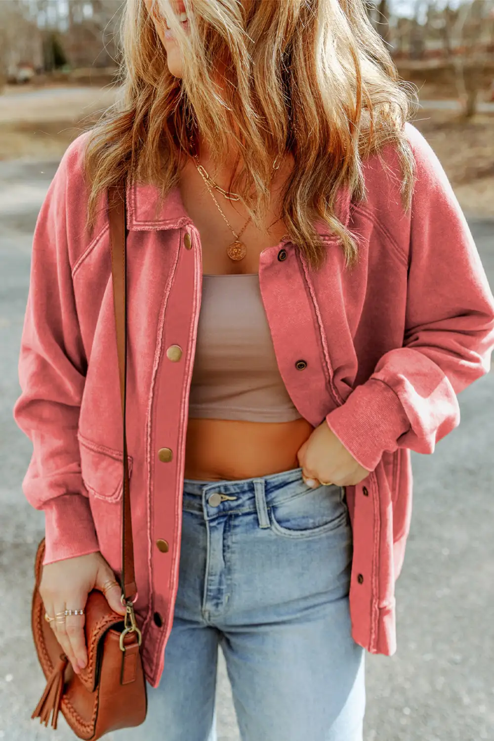 Vintage Washed Flap Pocket Button Shirt Jacket