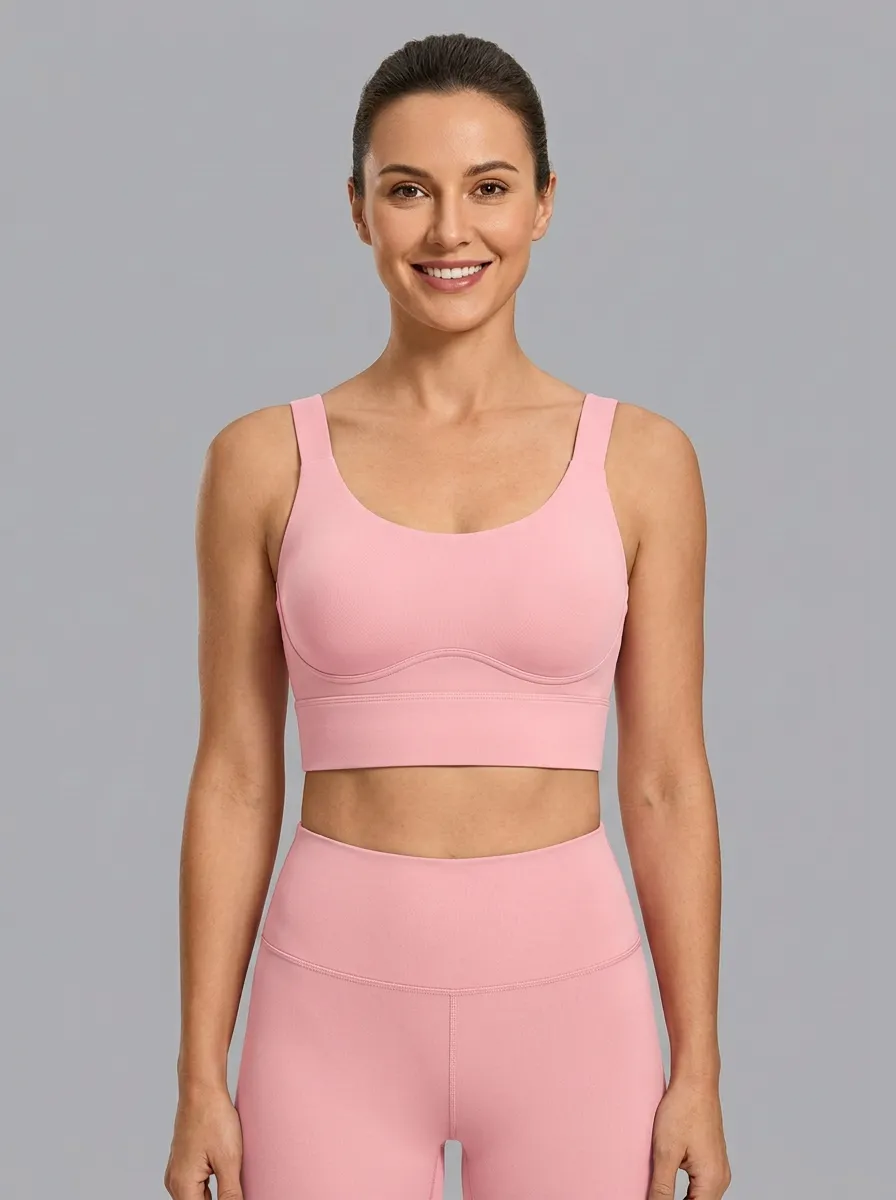Women's Scoop-Neck Underbust-Seam Wide-Strap Sports Bra