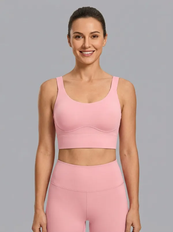 Women's Scoop-Neck Underbust-Seam Wide-Strap Sports Bra