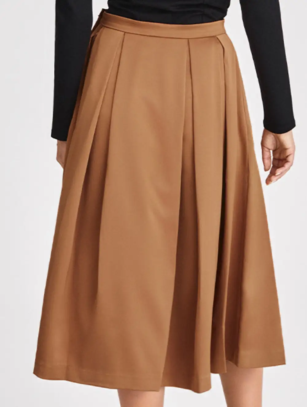 Zipper Flared Midi Skirt