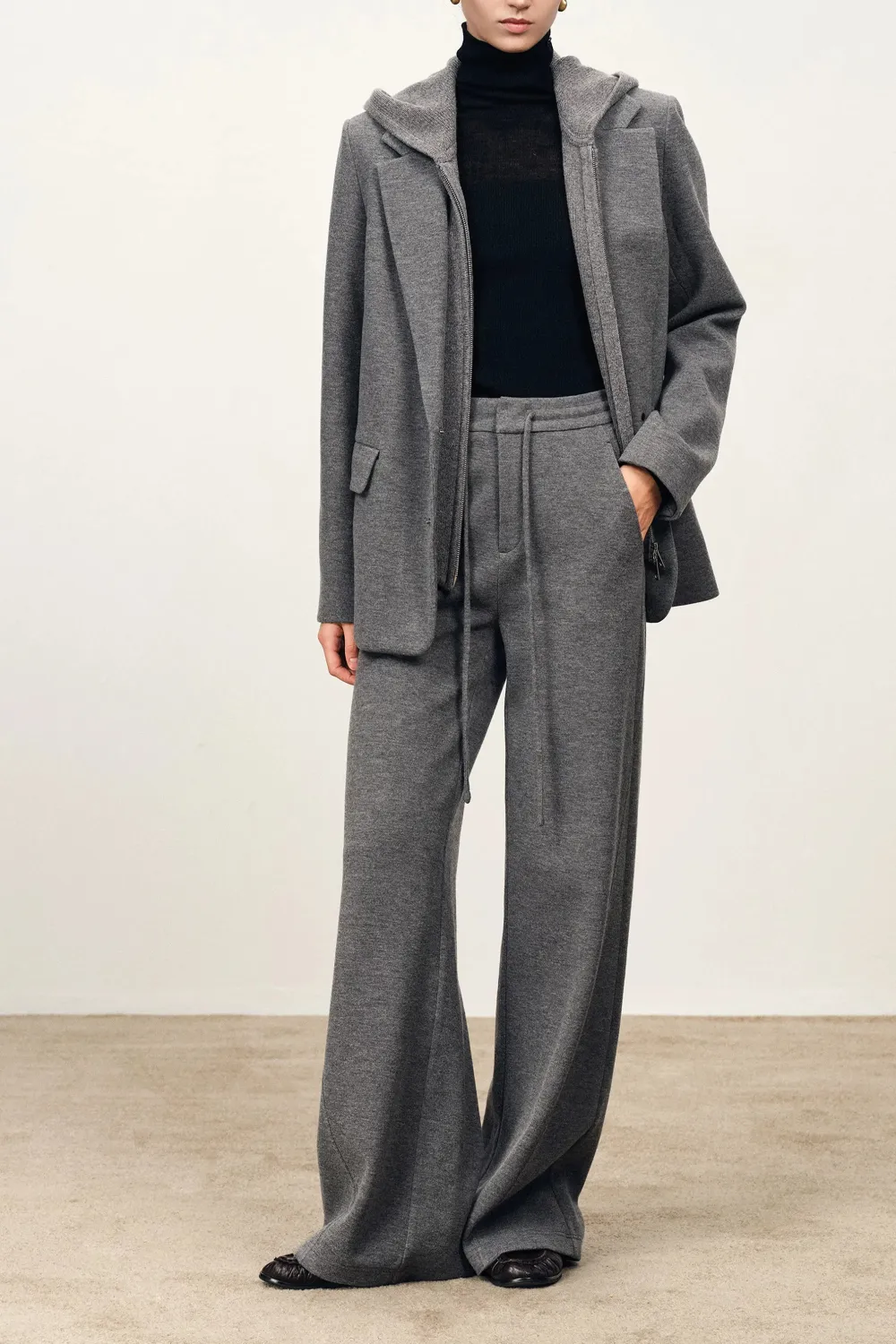 Layered Hood Tailored Blazer