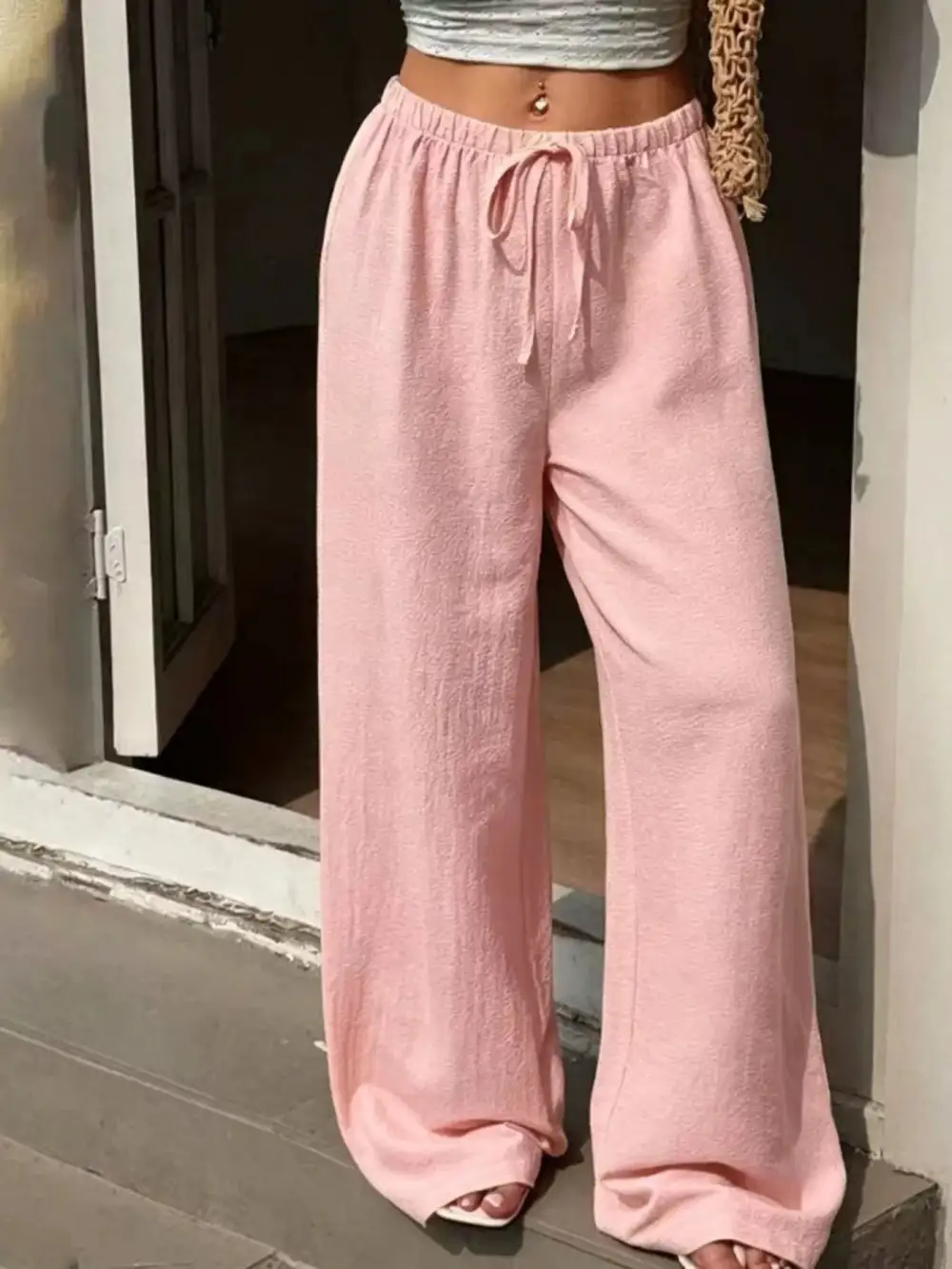 Plus Size High Waisted Wide Leg Pants