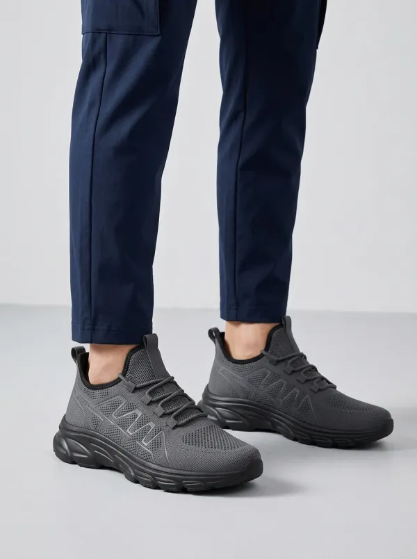 Men's Dark Grey Casual Graphic Pattern Athletic Sneakers
