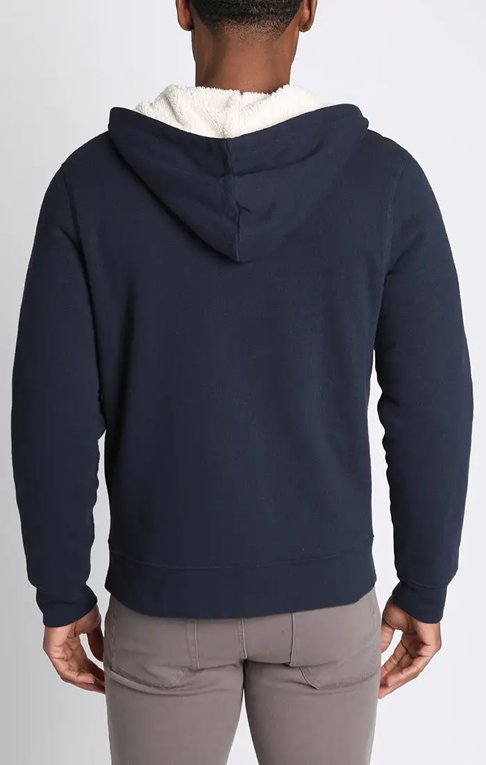 Recycled Jacquard Sherpa Lined Full Zip Hoodie
