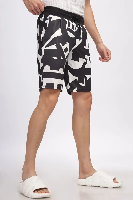 Black Printed Lounge Shorts