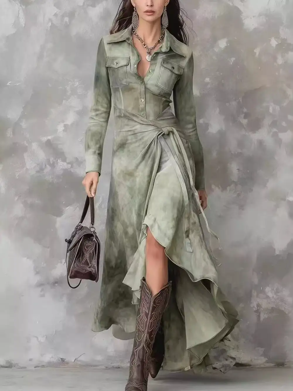 Balanced Detail Long Sleeve Dress