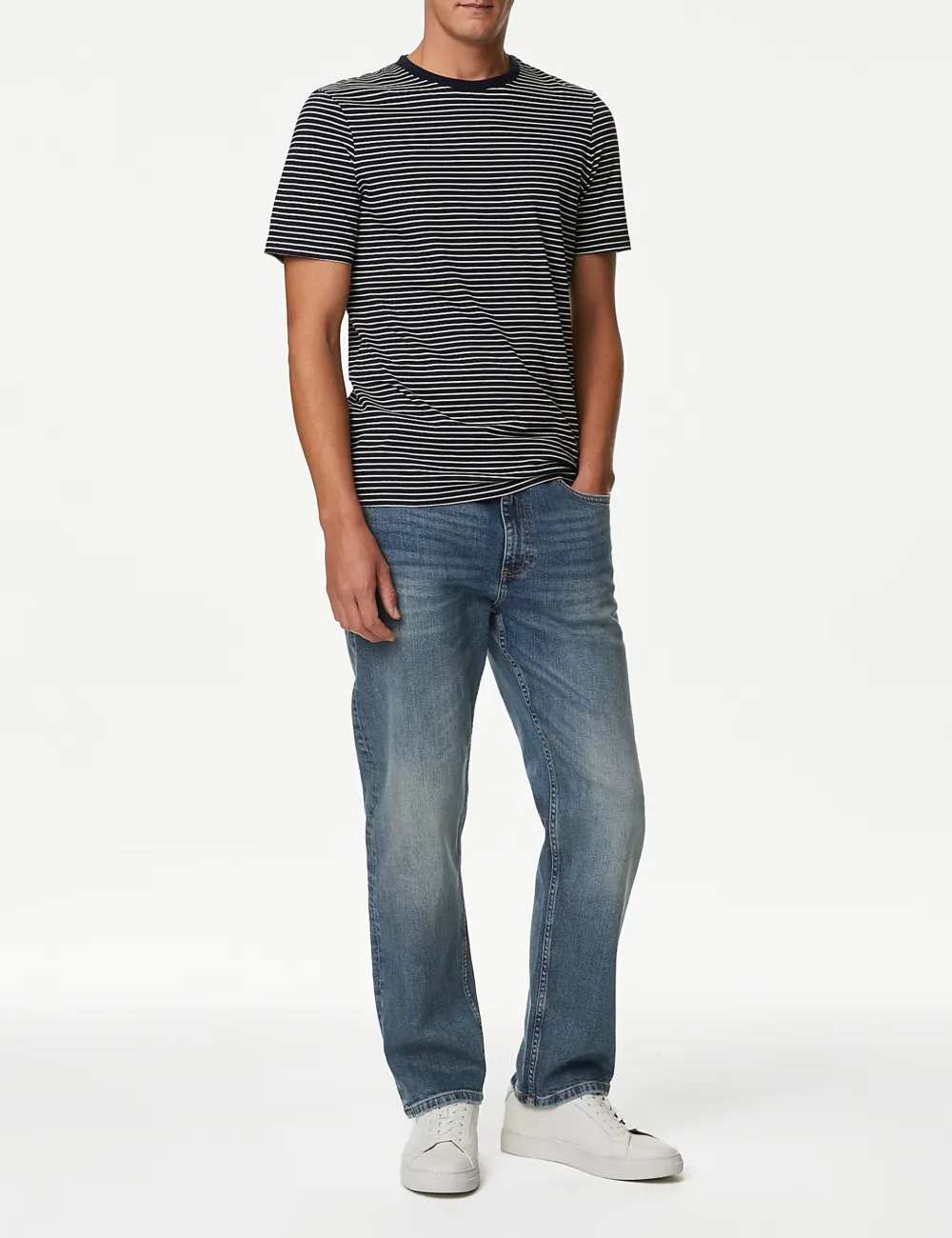 Men's Blue Loose Fit Stretch Denim Jeans