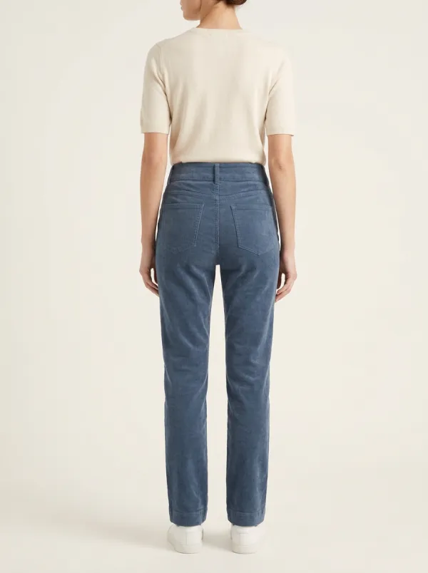 Women's Geometric-Embroidered High-Rise Corduroy Straight-Leg Pants