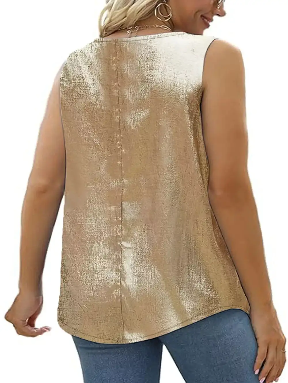 Square-Neck Ruched Pleated Tank Top