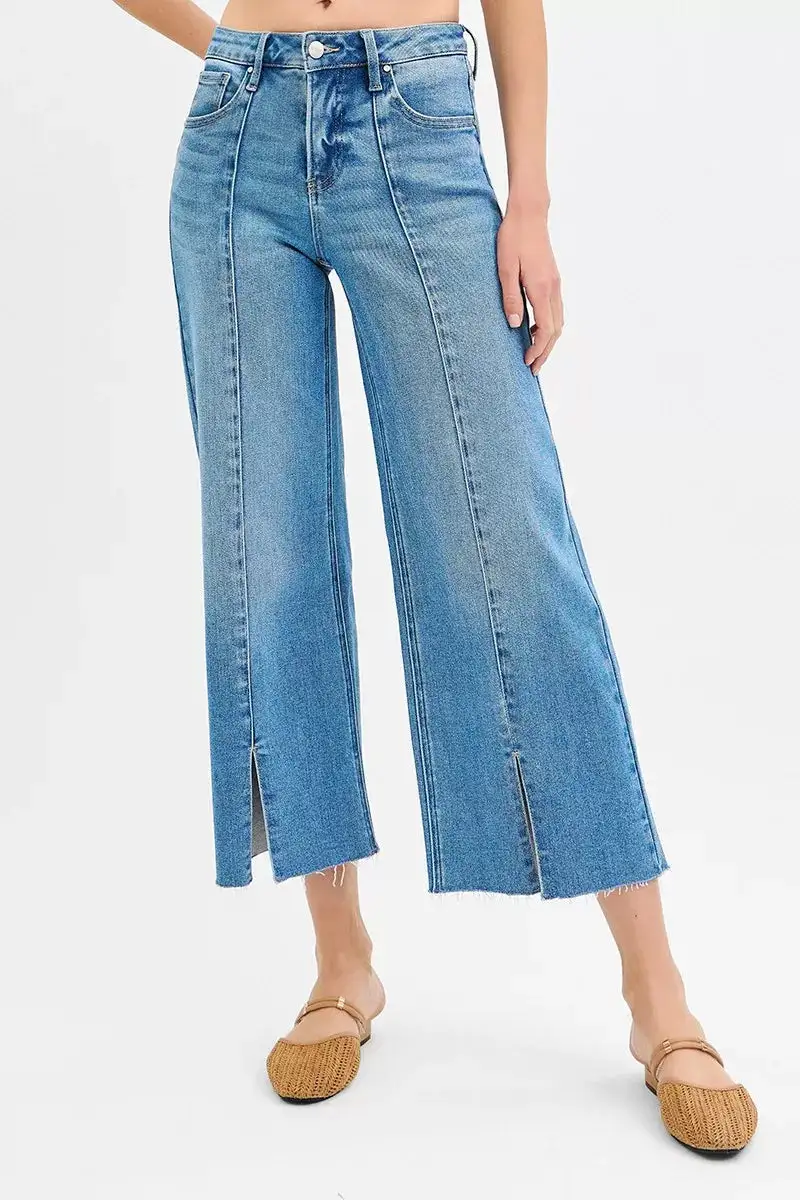 Everyday Mid Rise Raw Hem Cropped Jeans