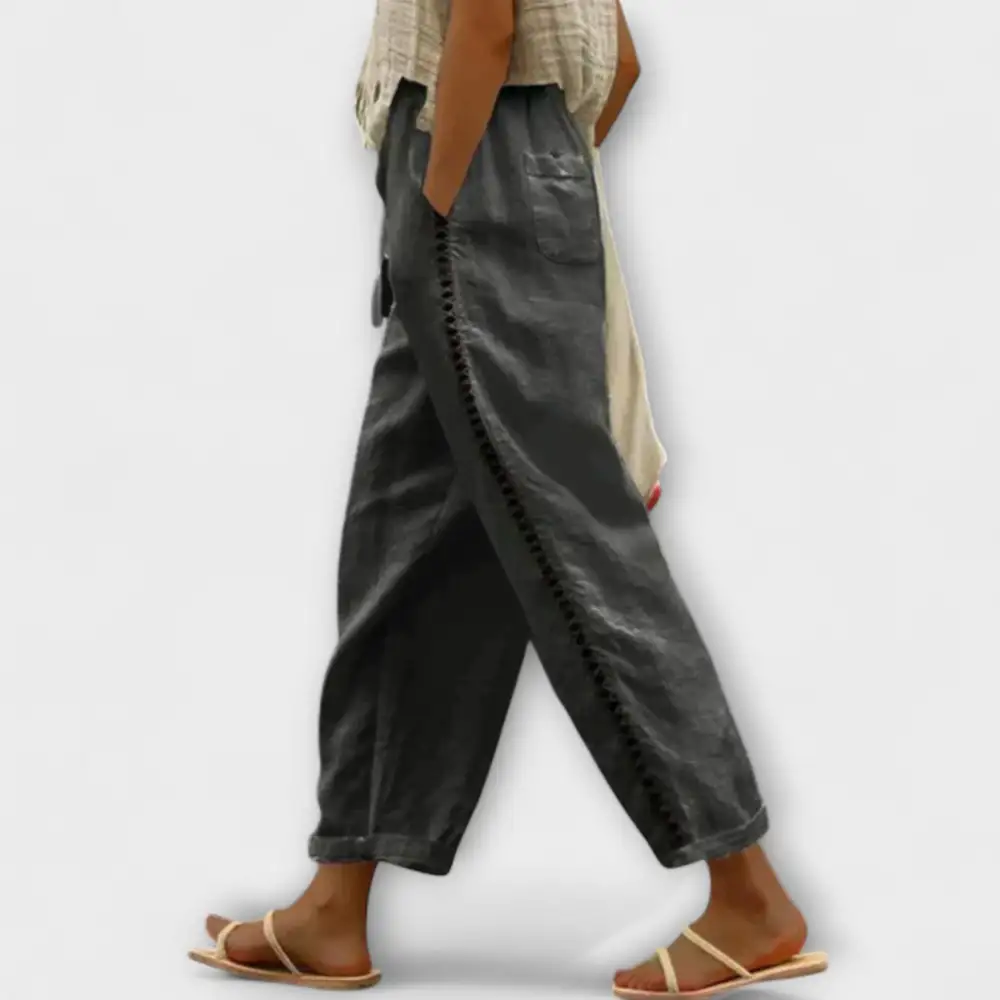 Linen Boho High Waist Trousers