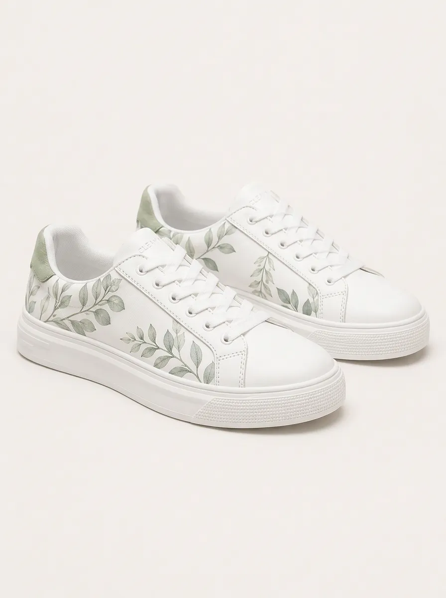 Men's Modern Botanical Nature Lover Leaves Printed Sneakers