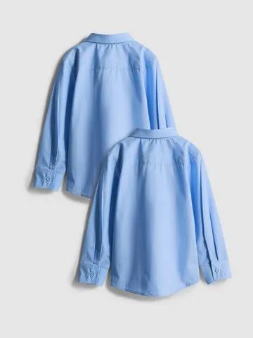 3-7yrs | 2pk Unisex Cotton Blend Long Sleeve School Shirts