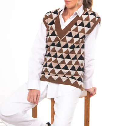 Triangle Jacquard Knit Vest