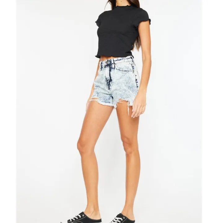 Full Size Distressed High Waist Denim Shorts