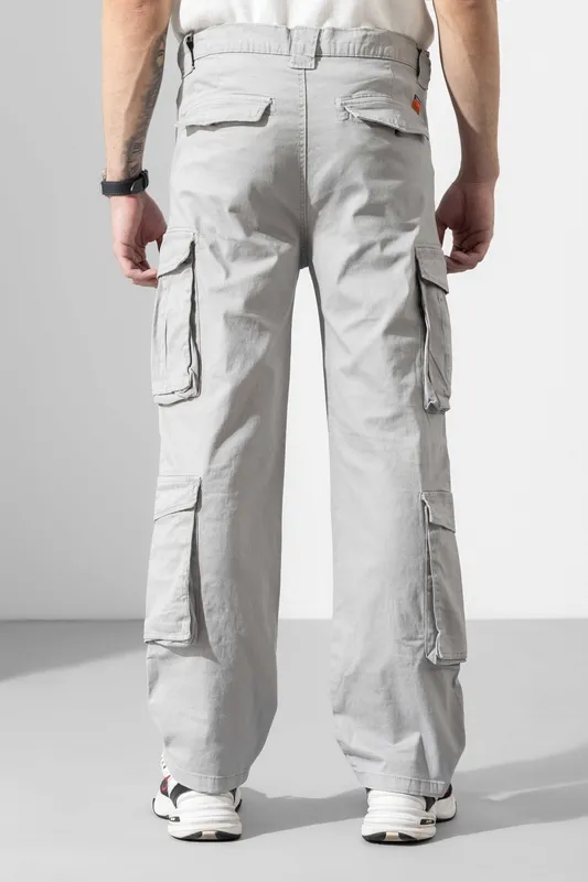 Light Grey Loose Fit Multi-Pocket Cargo Pants