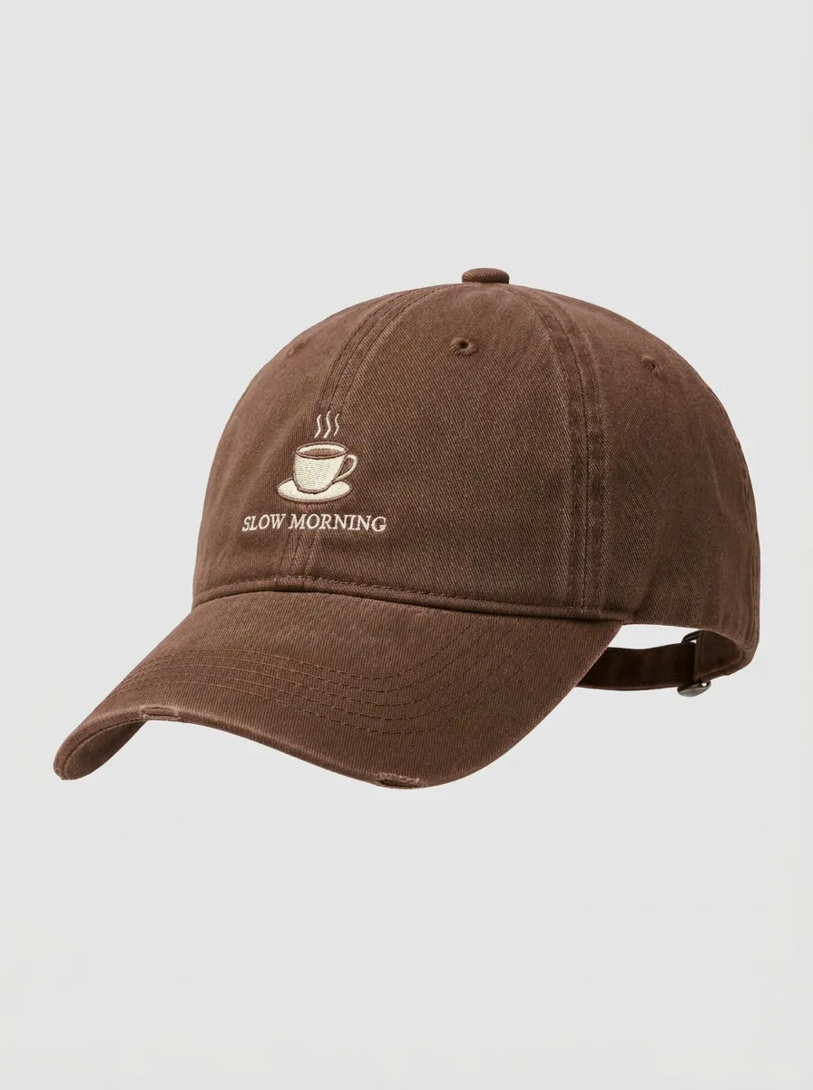 Classic Design Coffee-Lover Slow-Morning Embroidered Unisex Baseball Cap
